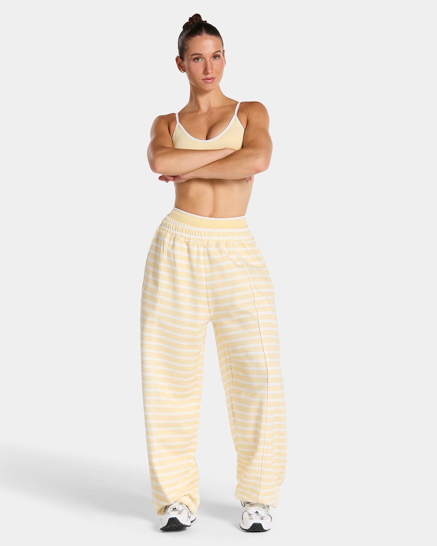 Contrastline Wide Leg Joggers ‘Butter Yellow Stripe’
