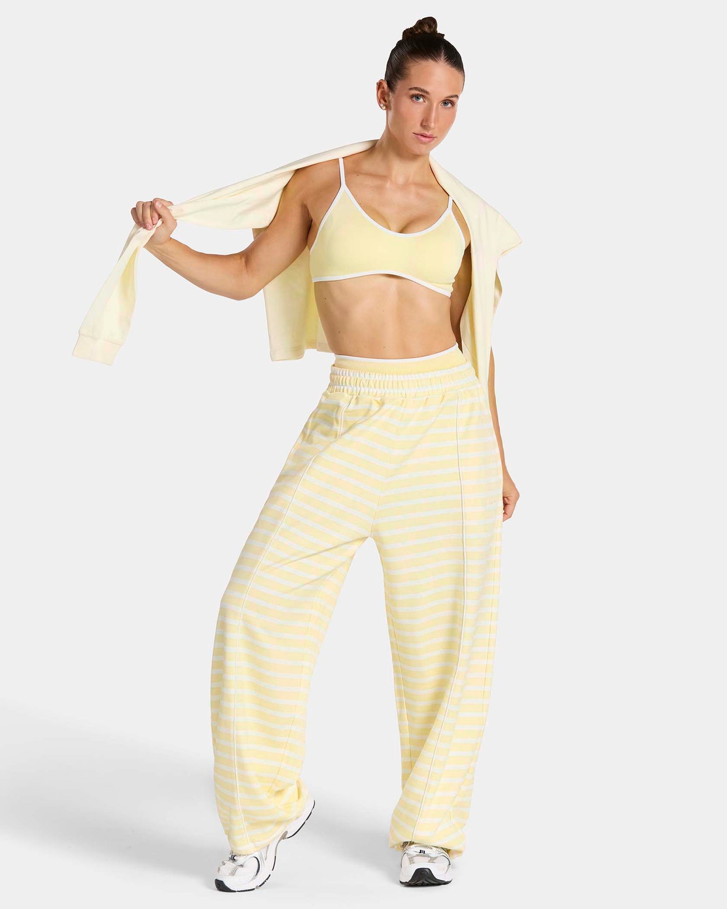 Contrastline Wide Leg Joggers ‘Butter Yellow Stripe’