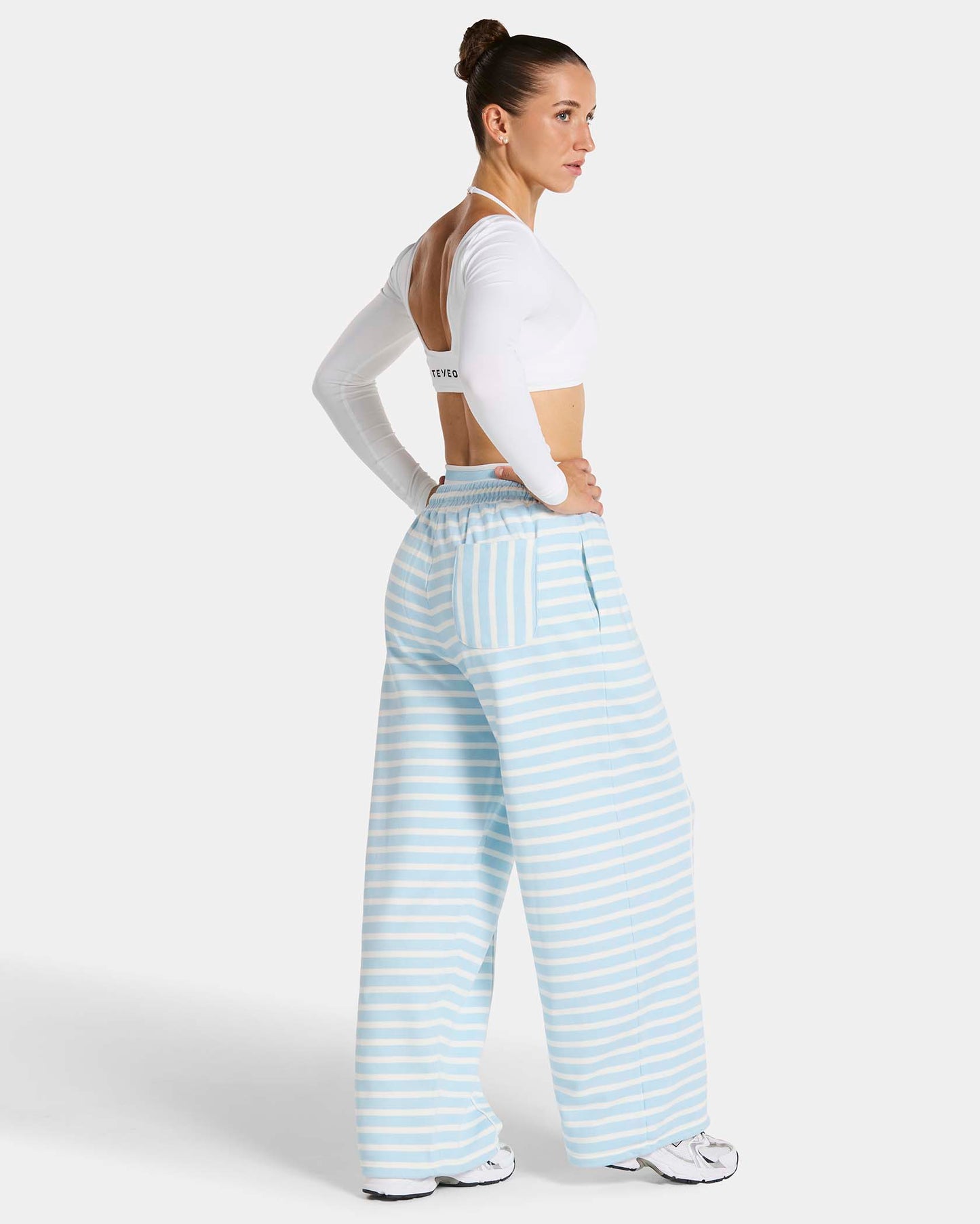 Contrastline Wide Leg Joggers ‘Ice Blue Stripe’