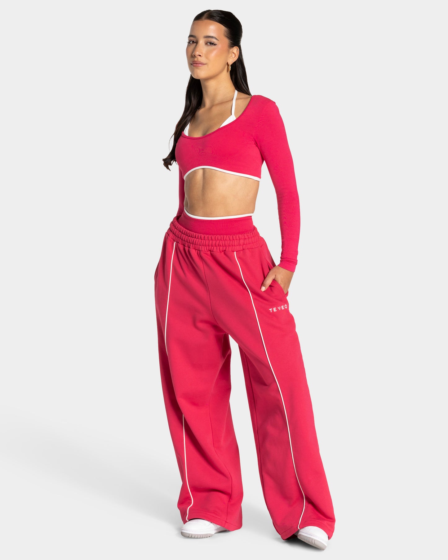 Joggers Wide Leg Contrastline “Berry"