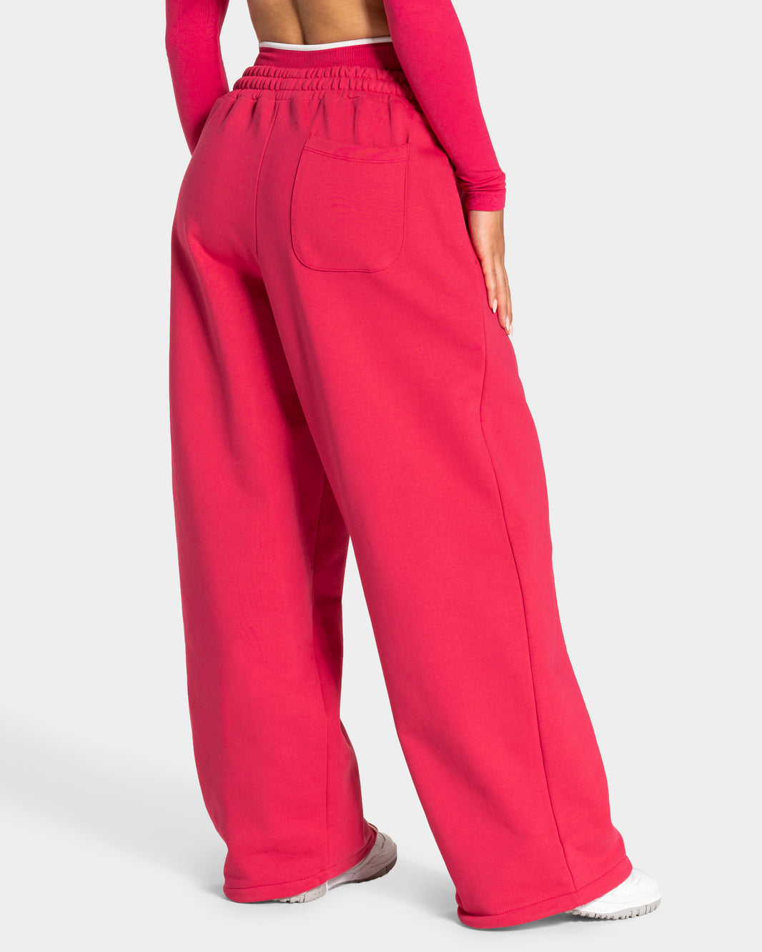 Contrastline Wide Leg Joggers ‘Berry’
