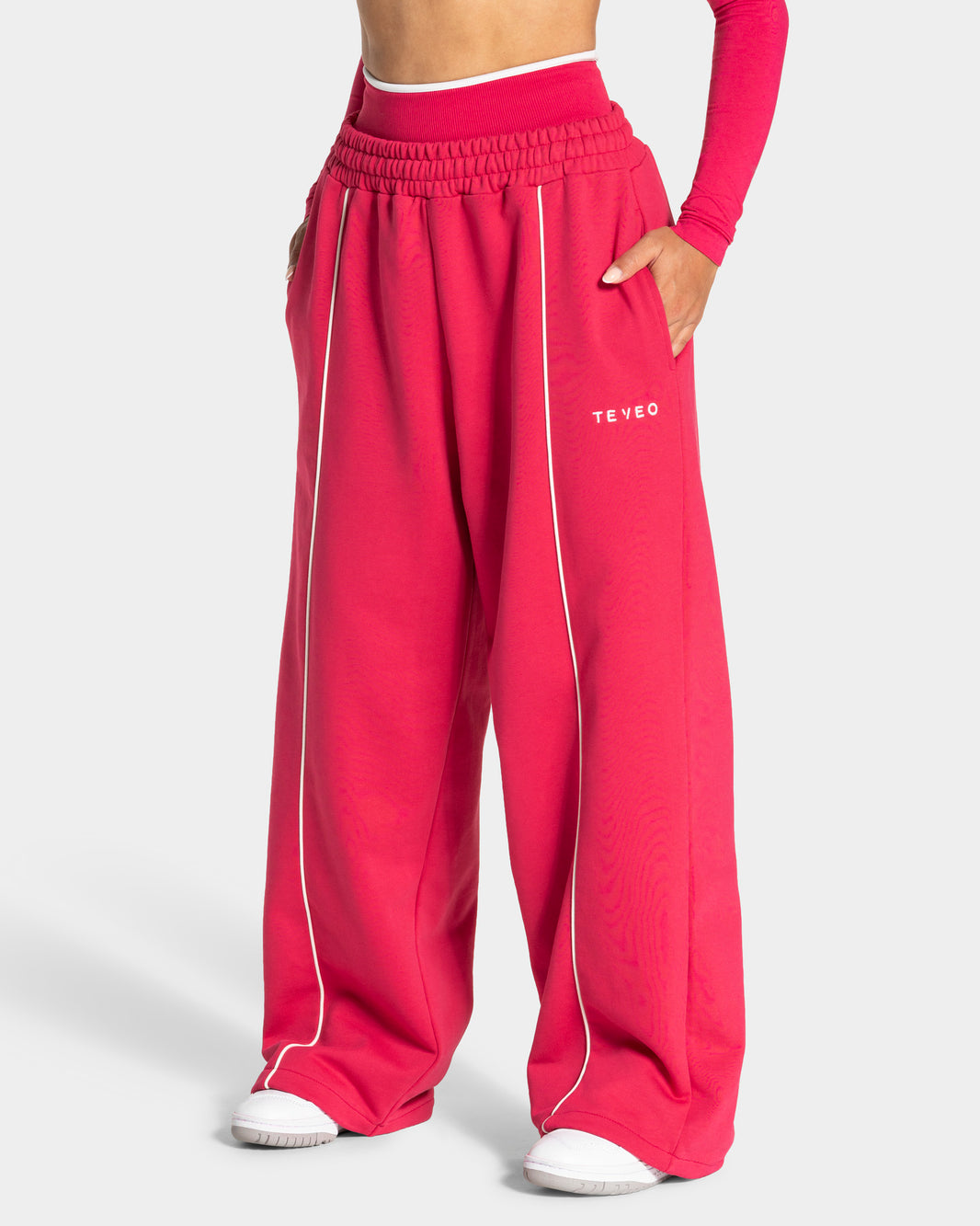 Contrastline Wide Leg Joggers ‘Berry’