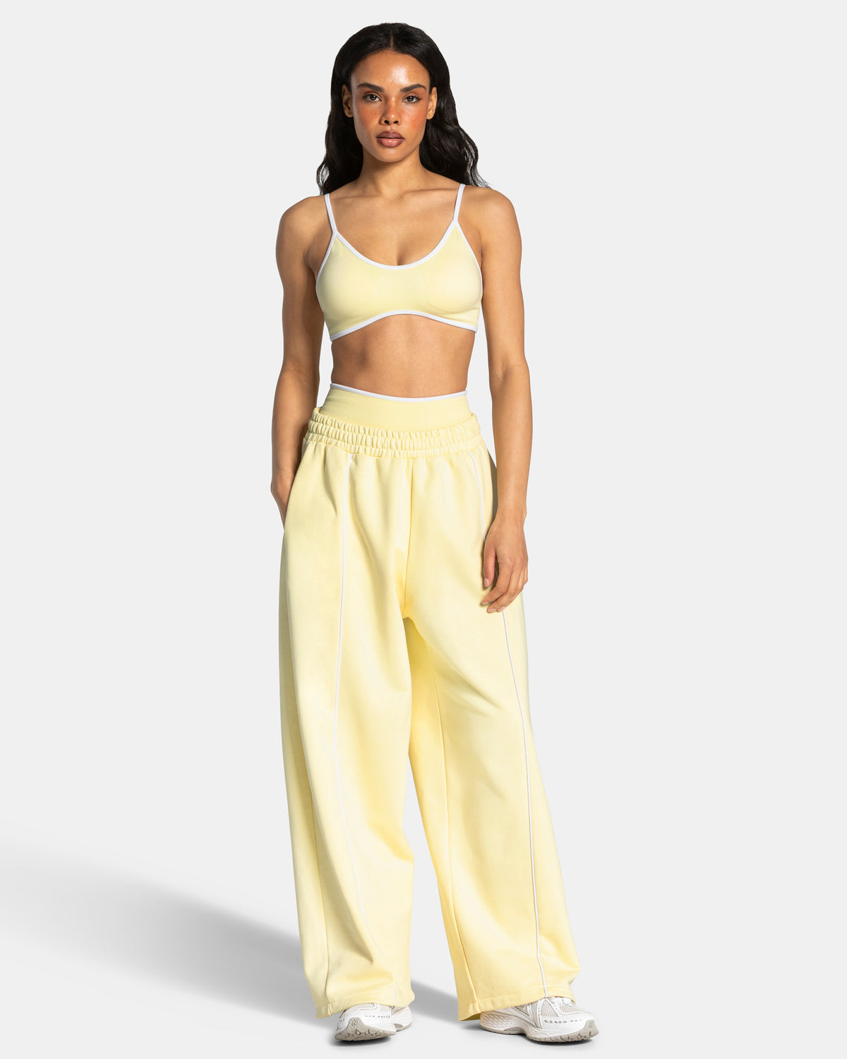 Contrastline Wide Leg Joggers ‘Butter Yellow’