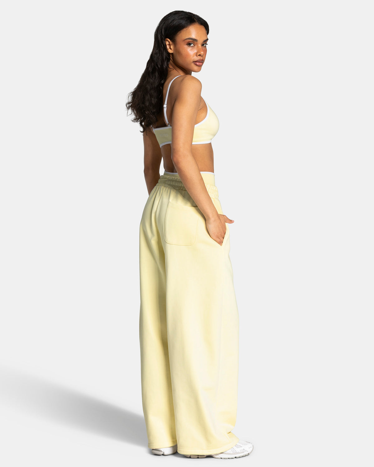 Contrastline Wide Leg Joggers ‘Butter Yellow’