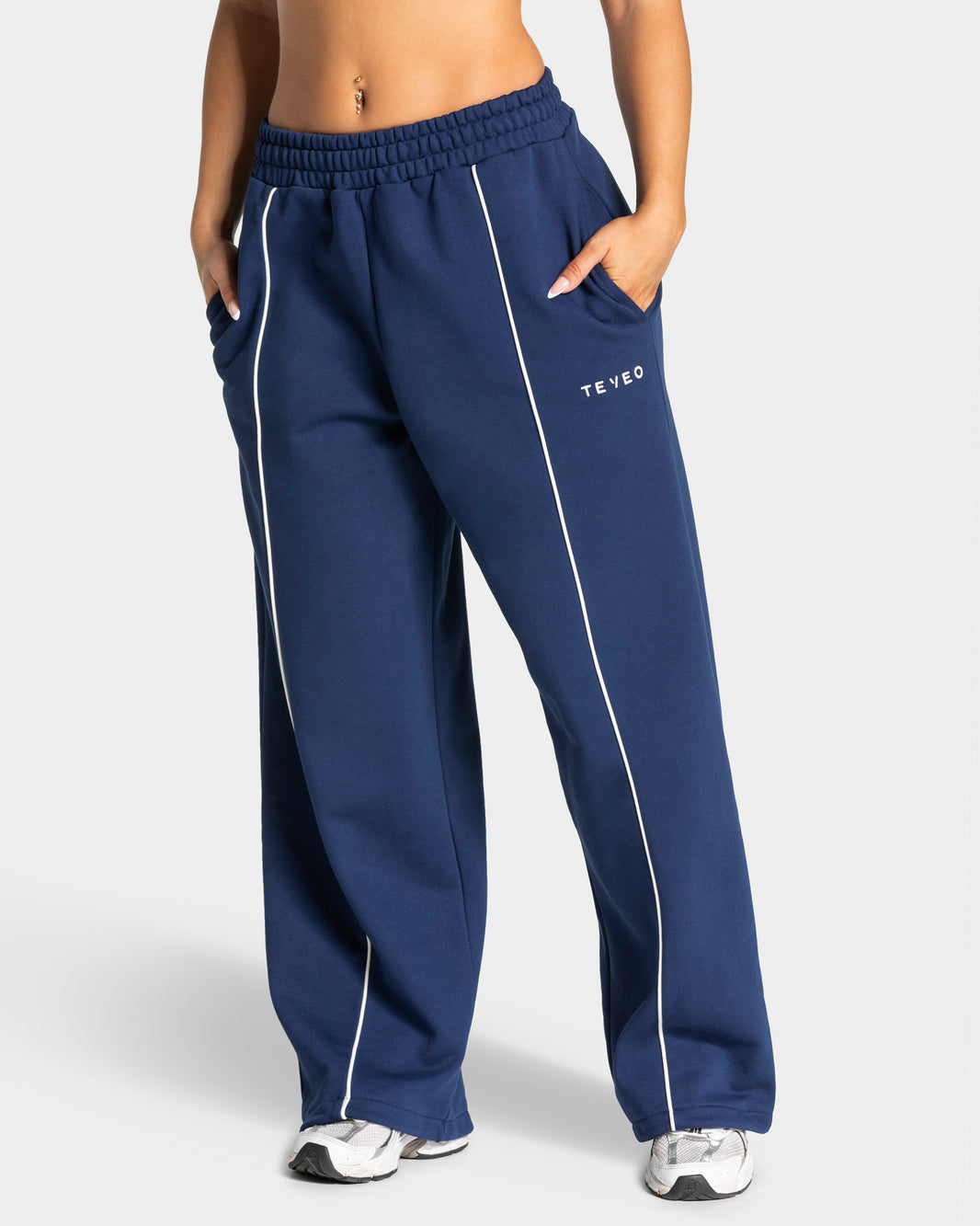 Joggers Wide Leg Contrastline "Blu scuro"