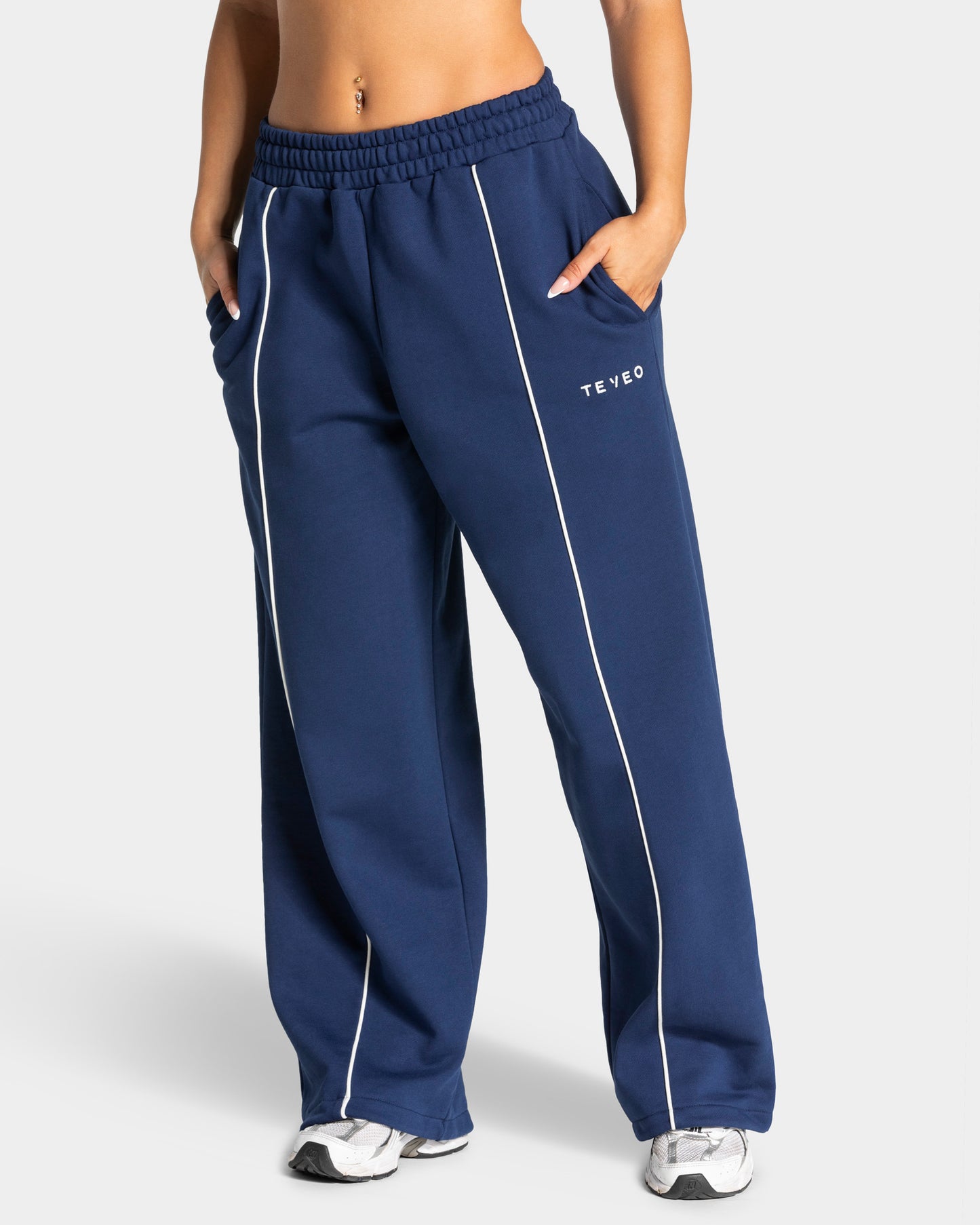 Contrastline Wide Leg Joggers ‘Dark Blue’