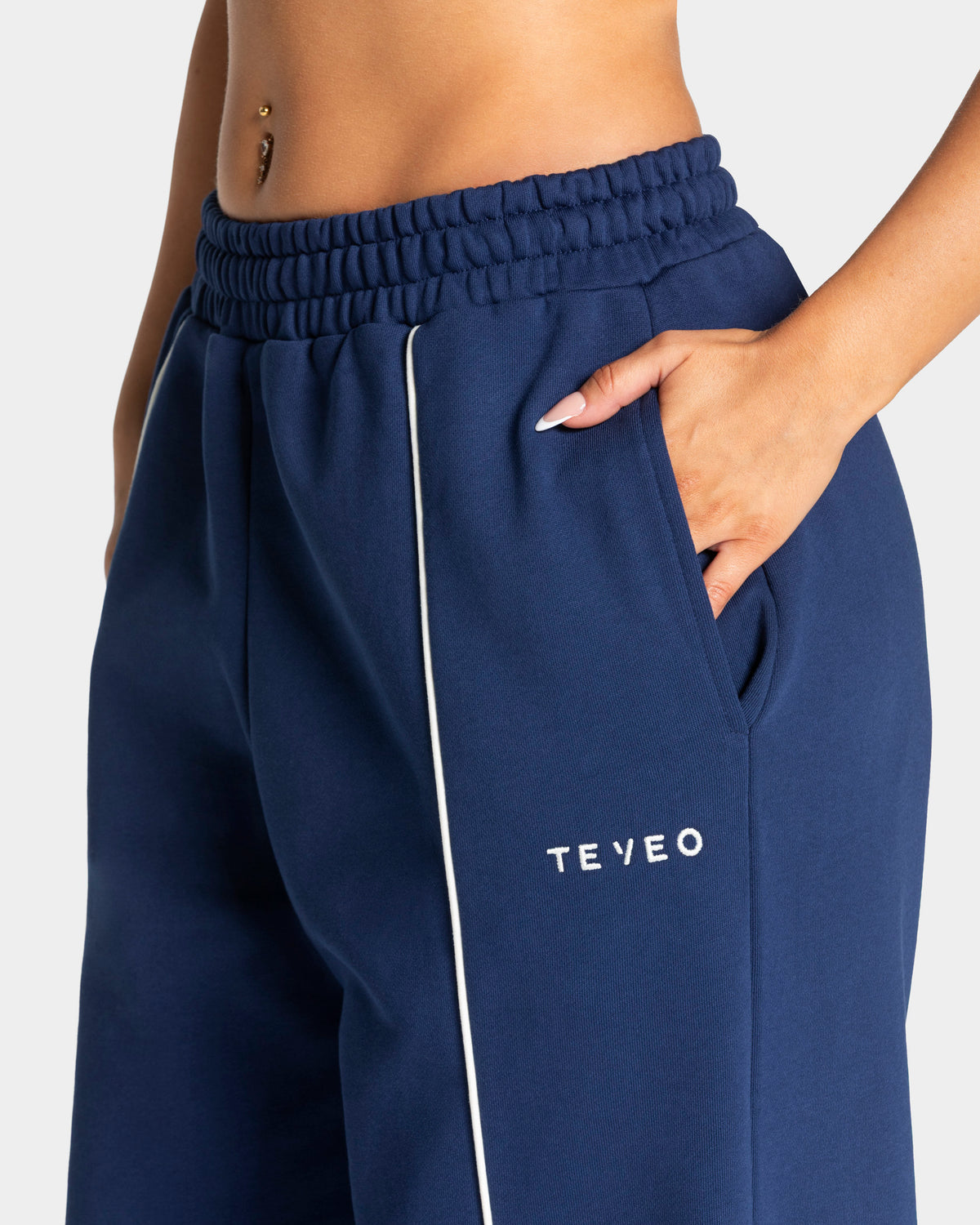 Contrastline Wide Leg Joggers ‘Dark Blue’