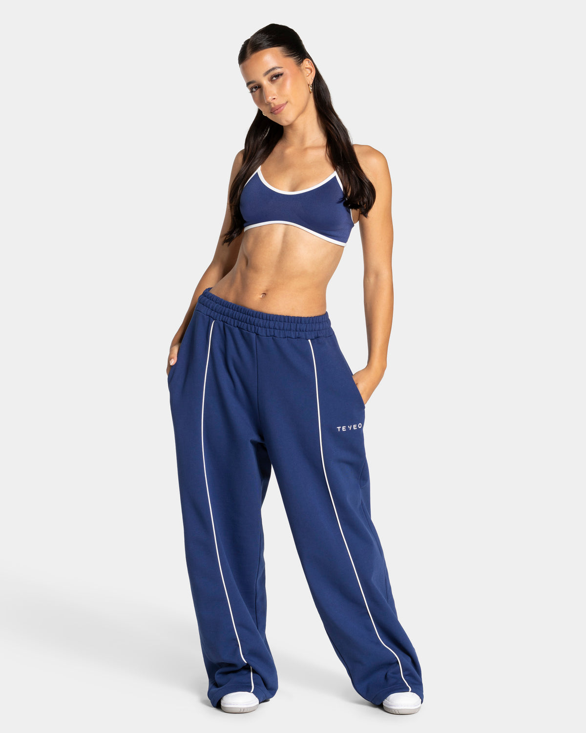 Contrastline Wide Leg Joggers ‘Indigo’
