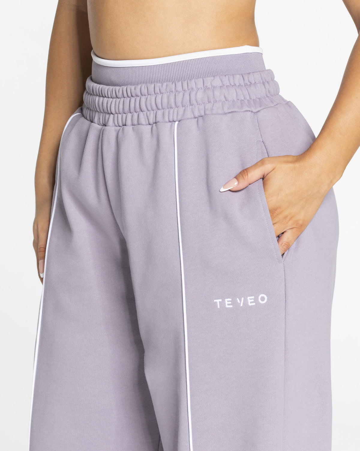 Contrastline Wide Leg Joggers ‘Lavender’