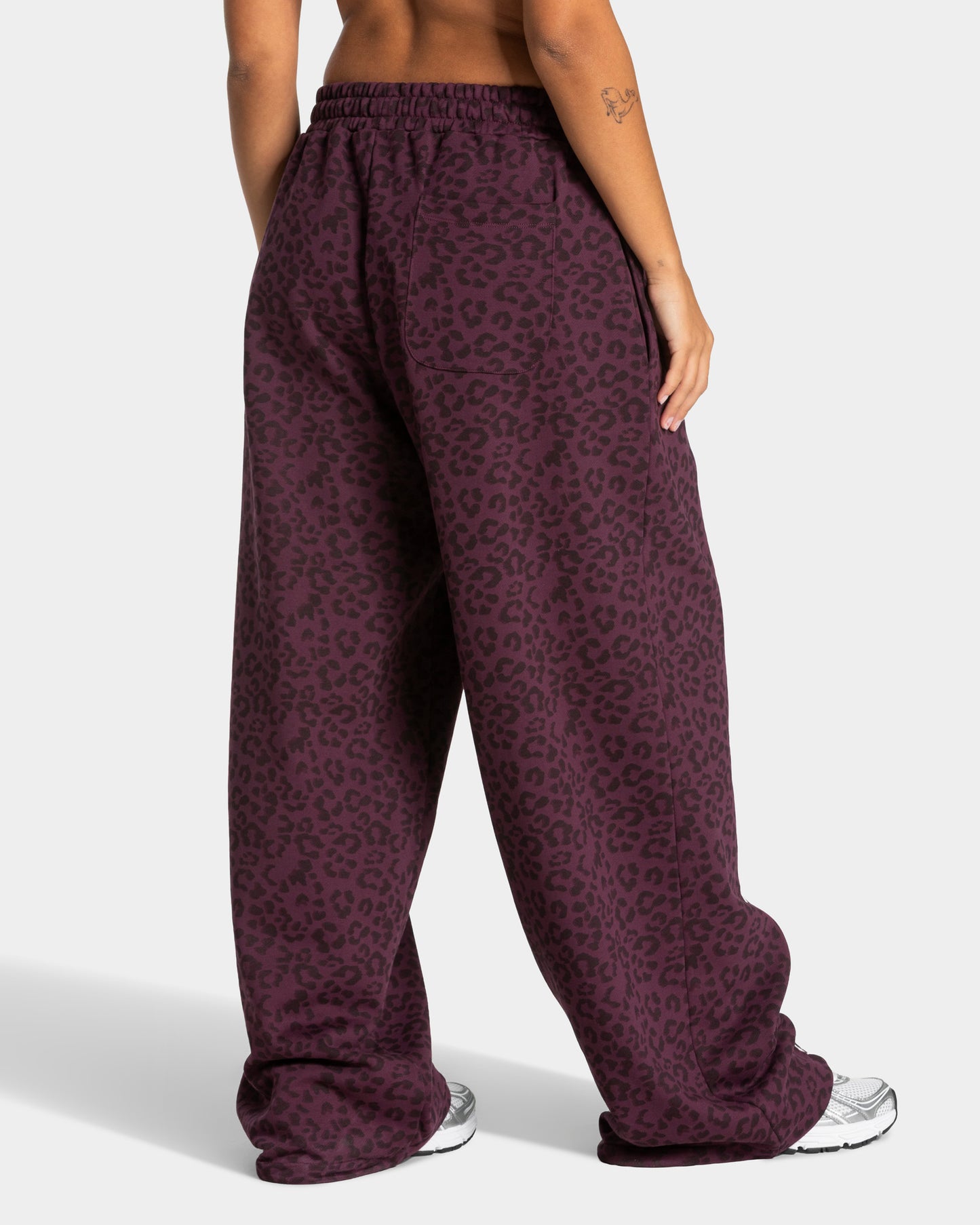 Contrastline Wide Leg Joggers ‘Merlot Leopard Print’