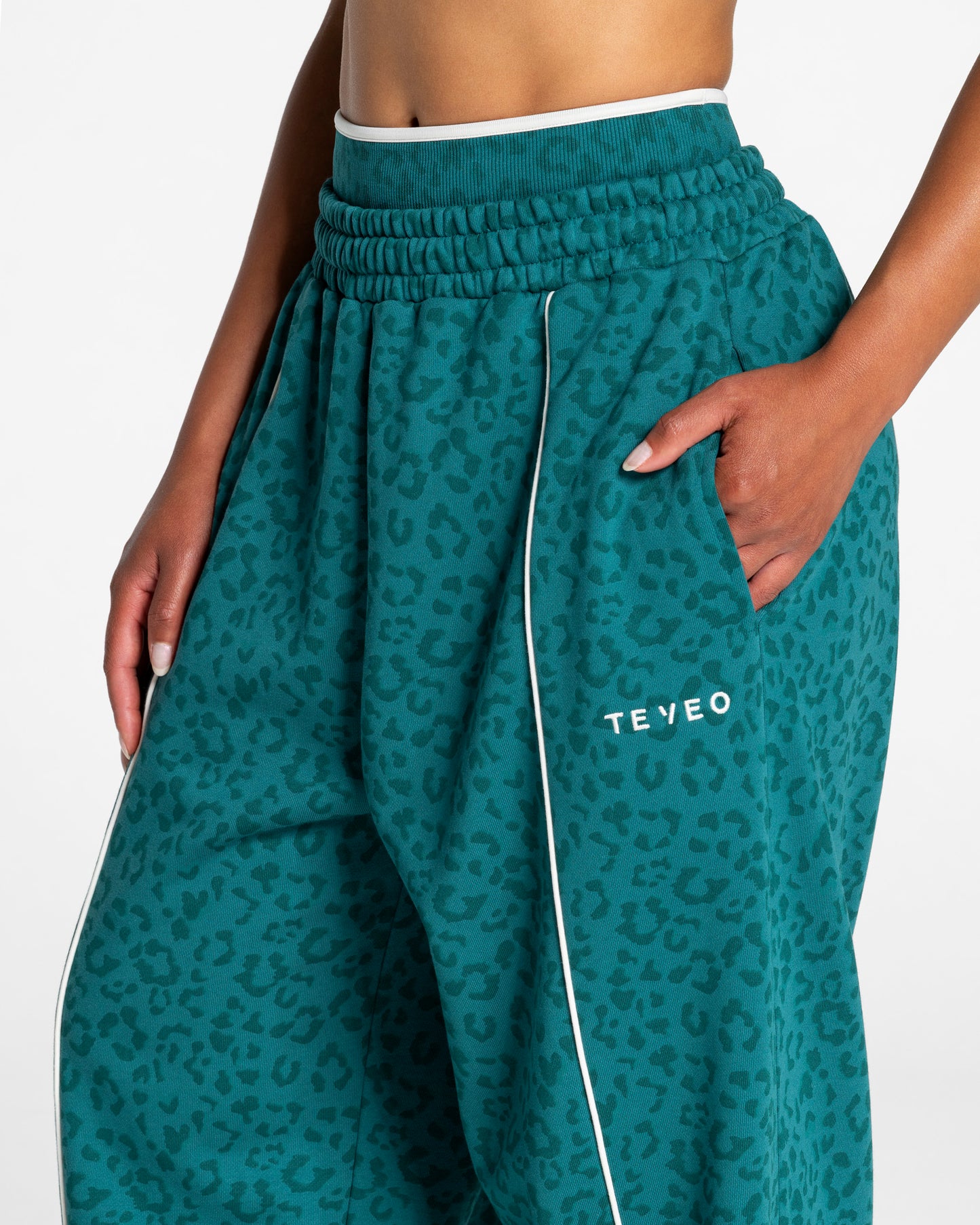 Joggery Contrastline Wide Leg „Panterka – petrol”