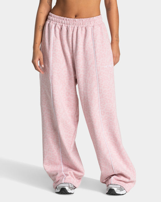 Contrastline Wide Leg Joggers ‘Light Pink Leopard Print’