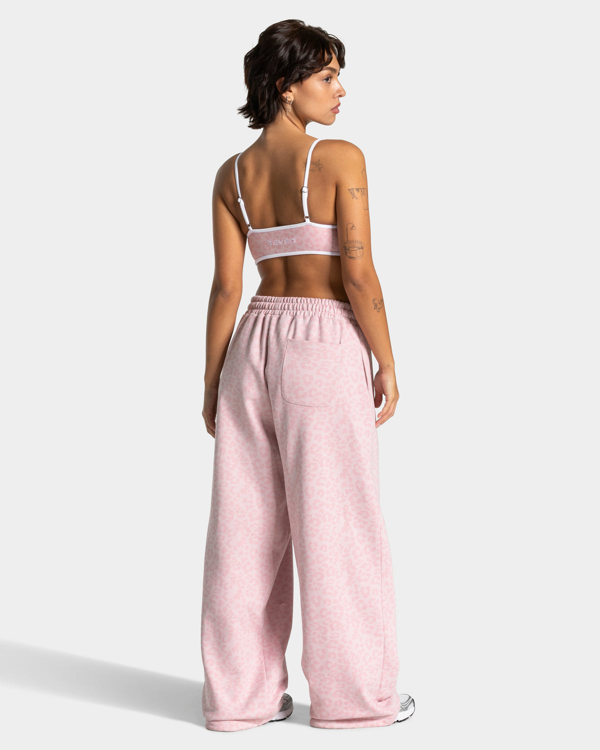 Pantalon de jogging Wide Leg Contrastline « léopard rose »