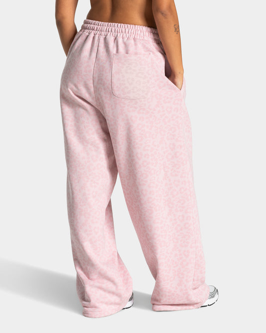 Contrastline Wide Leg Joggers ‘Light Pink Leopard Print’
