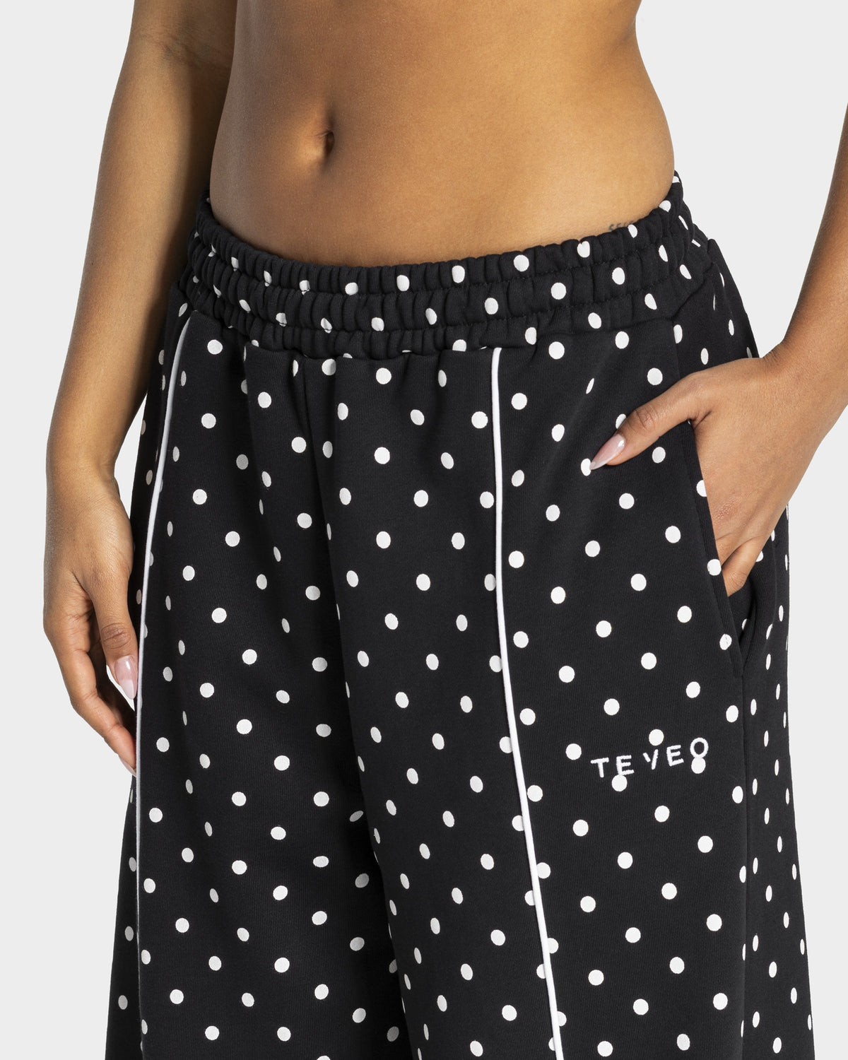 Contrastline Wide Leg Joggers ‘Black Polka Dot’