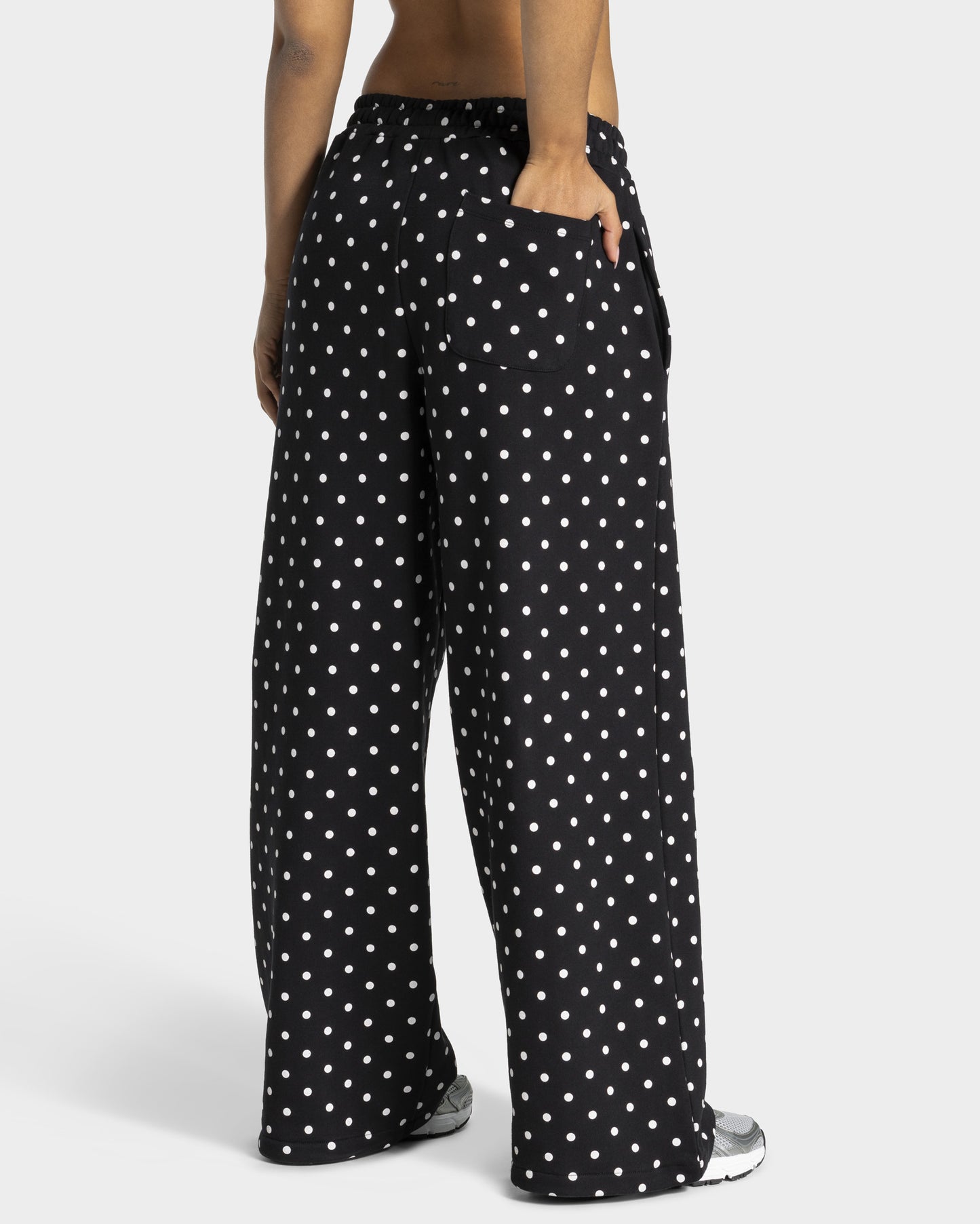 Contrastline Wide Leg Joggers ‘Black Polka Dot’