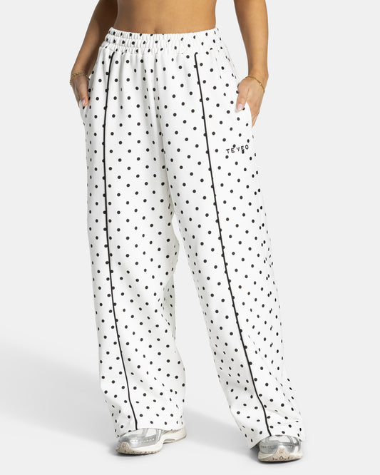 Contrastline Wide Leg Joggers ‘White Polka Dot’