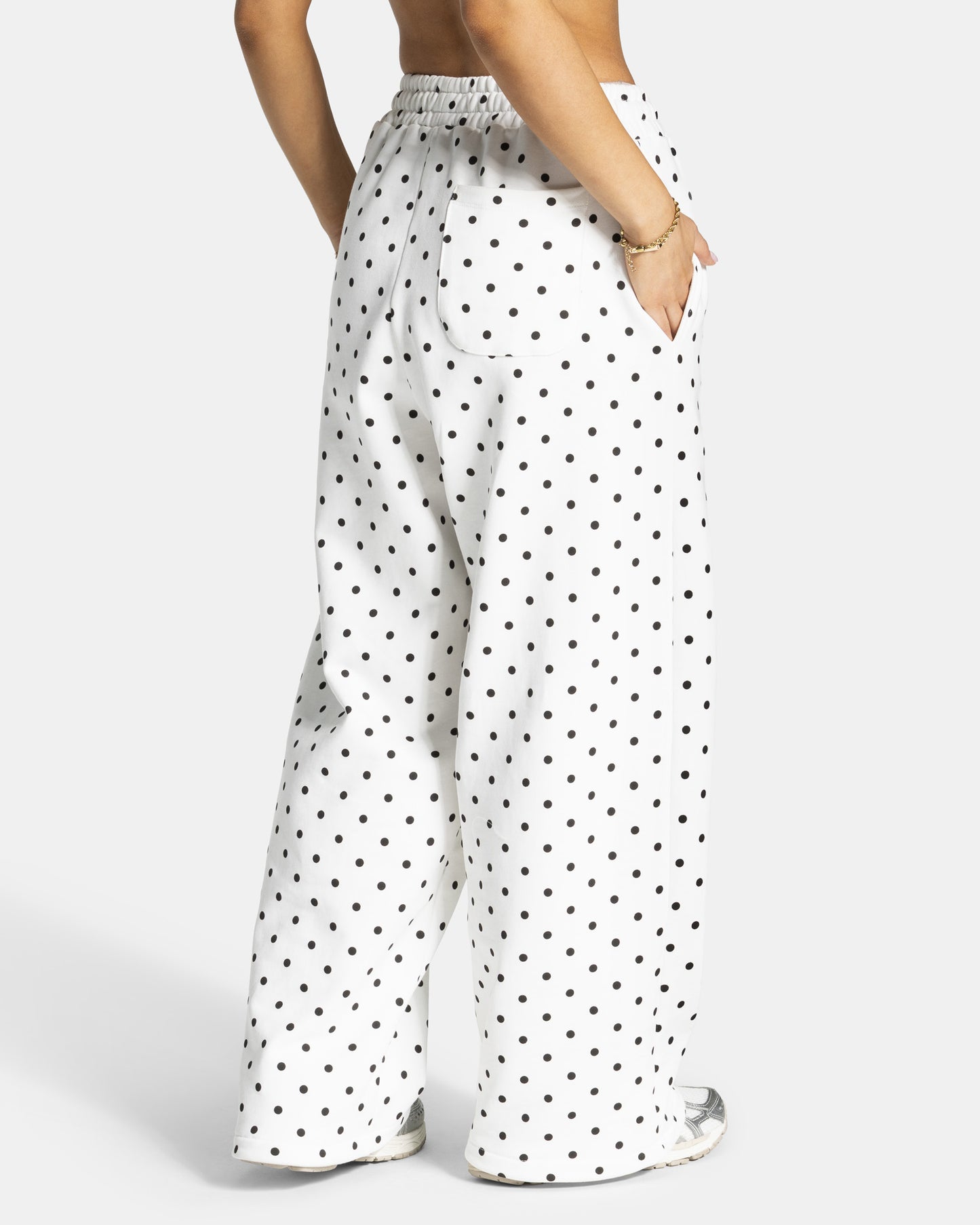 Contrastline Wide Leg Joggers ‘White Polka Dot’