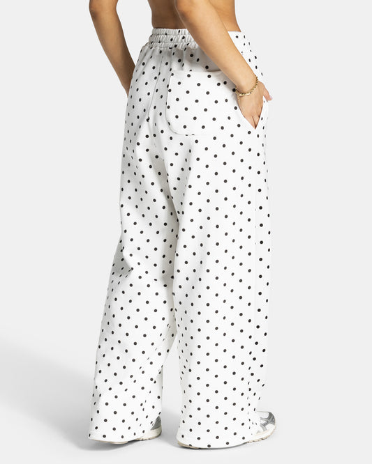 Contrastline Wide Leg Joggers ‘White Polka Dot’