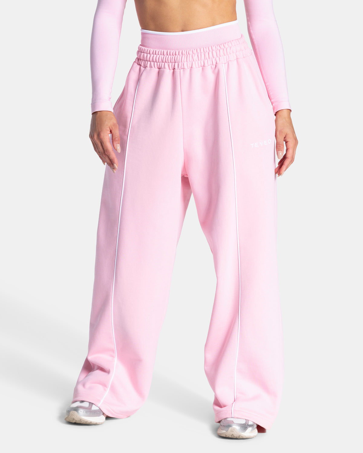 Contrastline Wide Leg Joggers ‘True Pink’