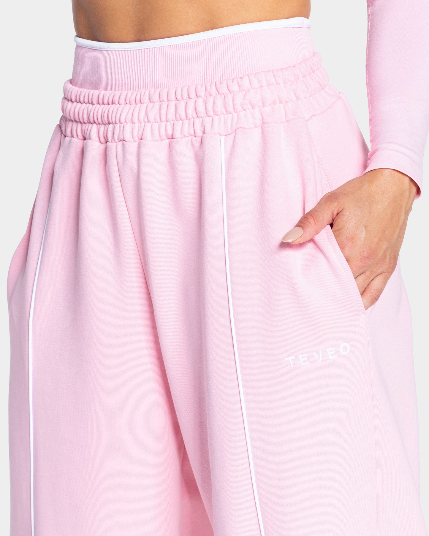 Joggers Wide Leg Contrastline “True Pink"