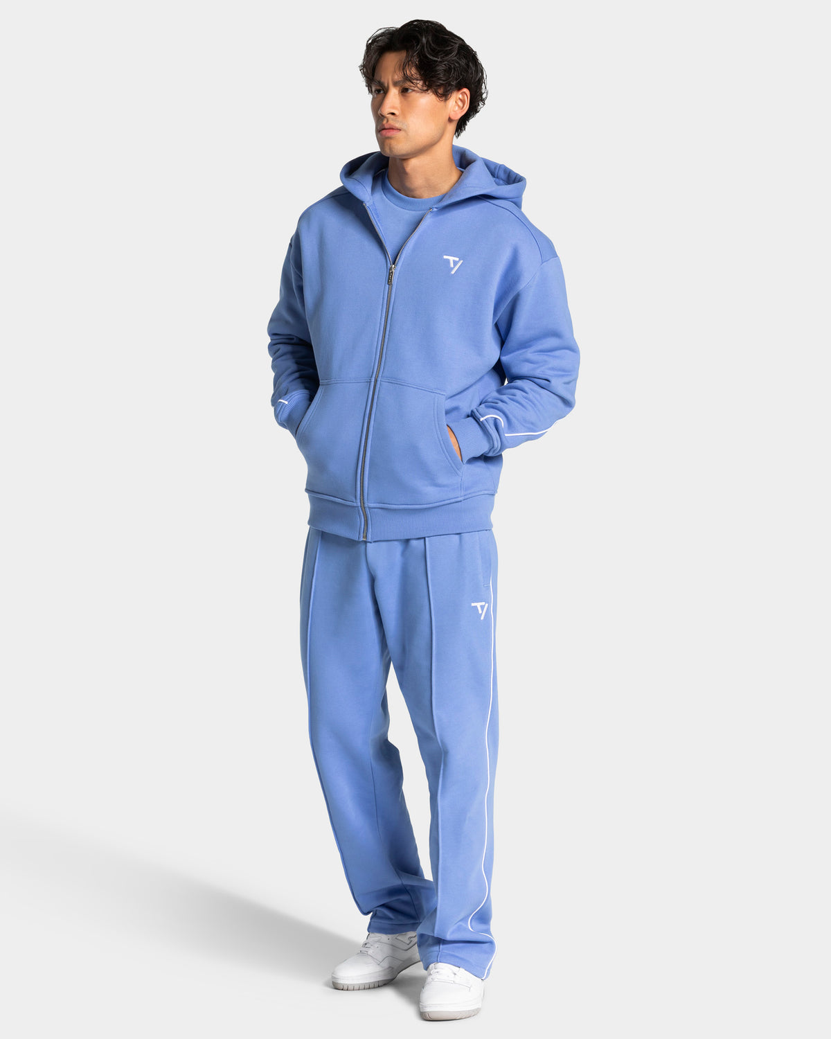 Contrastline Straight Leg Joggers ‘Azure’