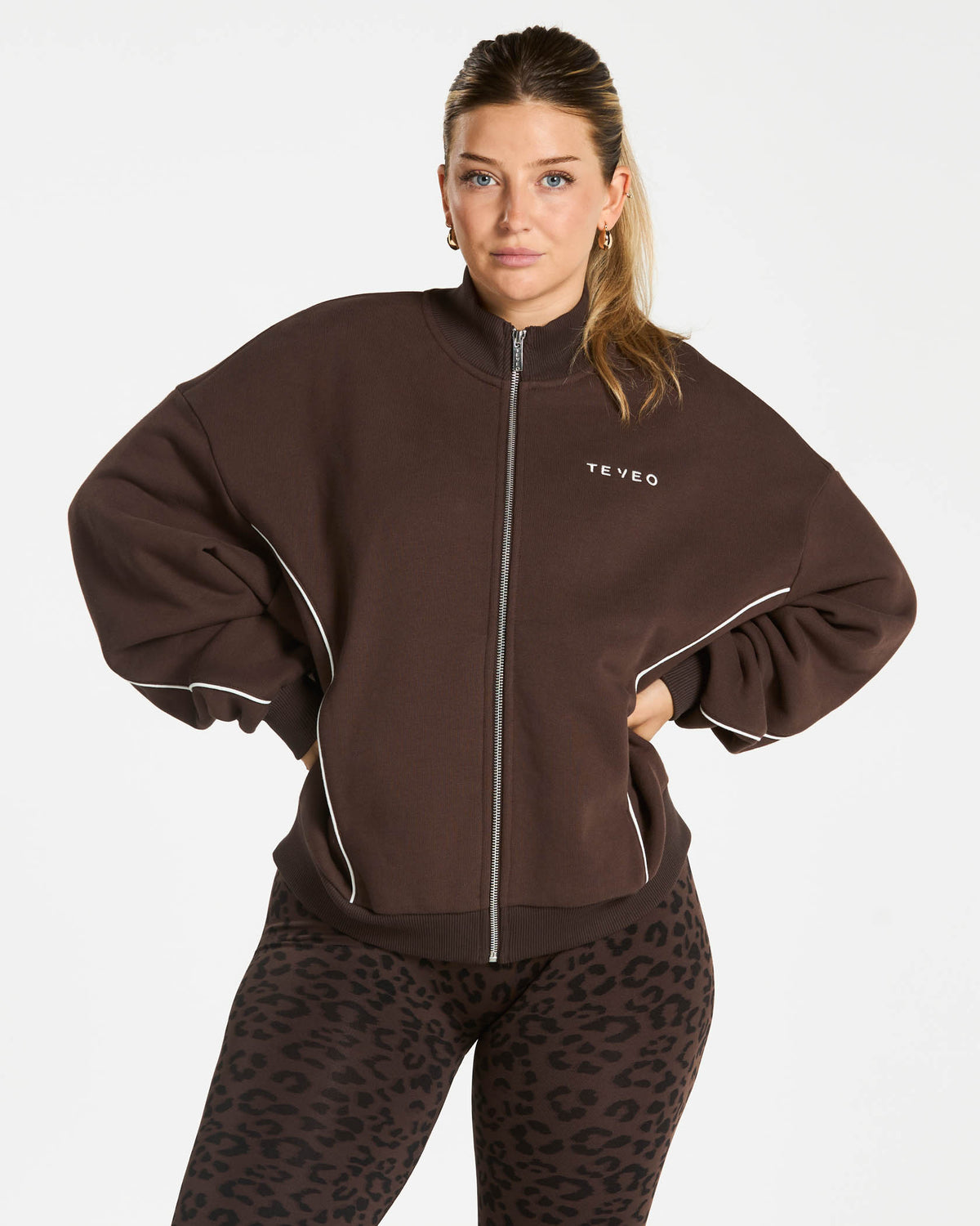 Contrastline Zip Sweater "Espresso"