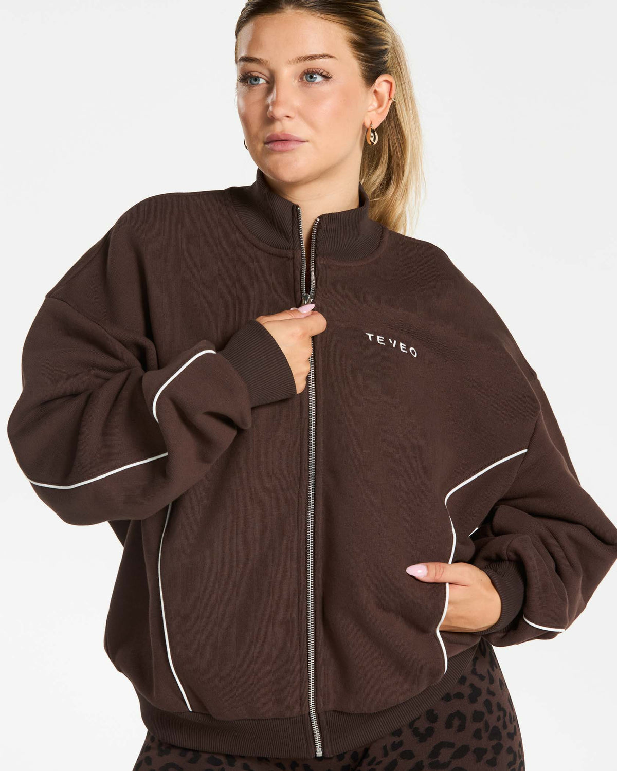 Contrastline Zip Sweater "Espresso"