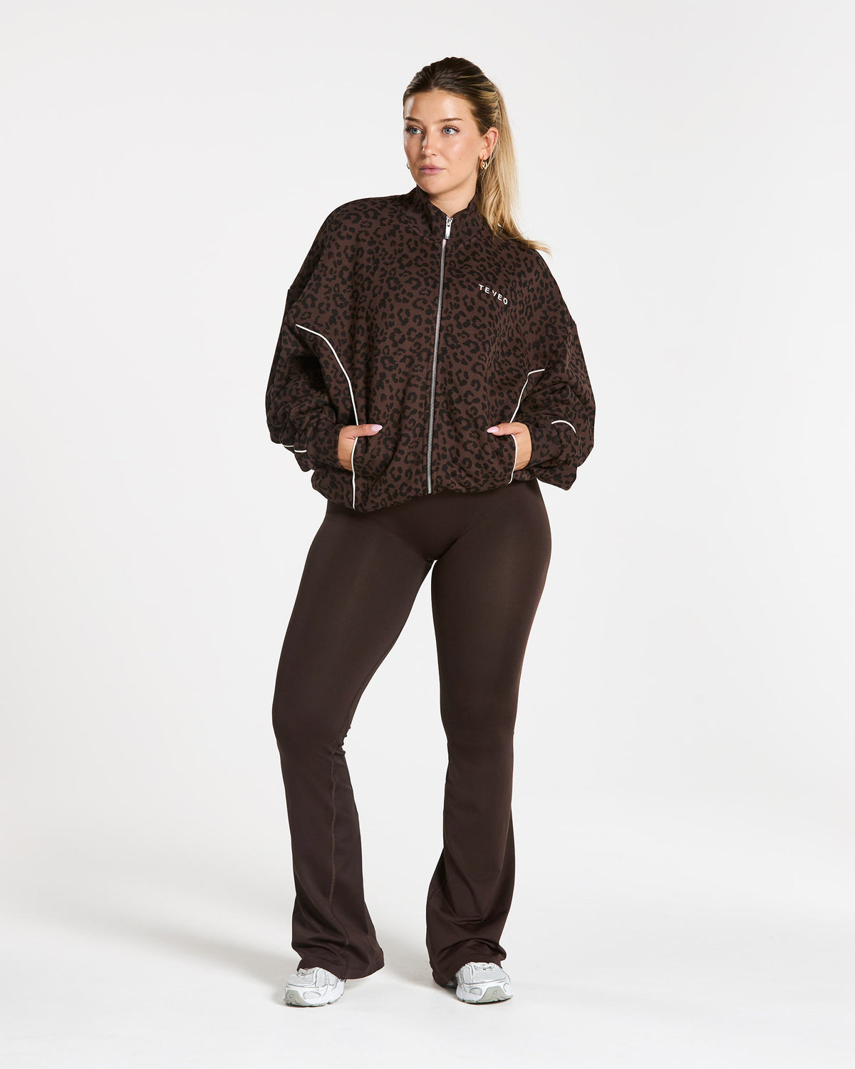 Contrastline Zip Sweater ‘Espresso Leopard’