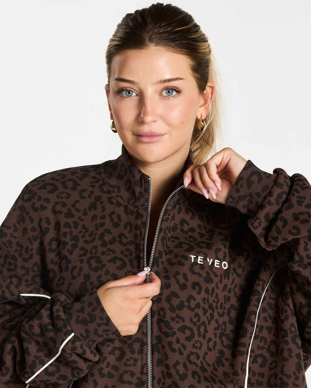 Contrastline Zip Sweater ‘Espresso Leopard’
