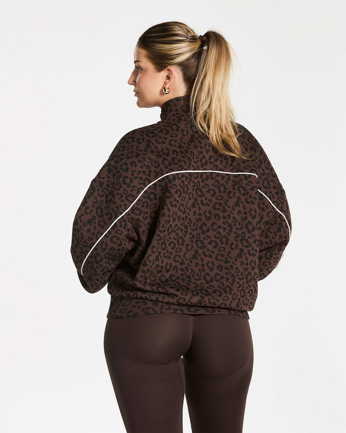 Contrastline Zip Sweater ‘Espresso Leopard’