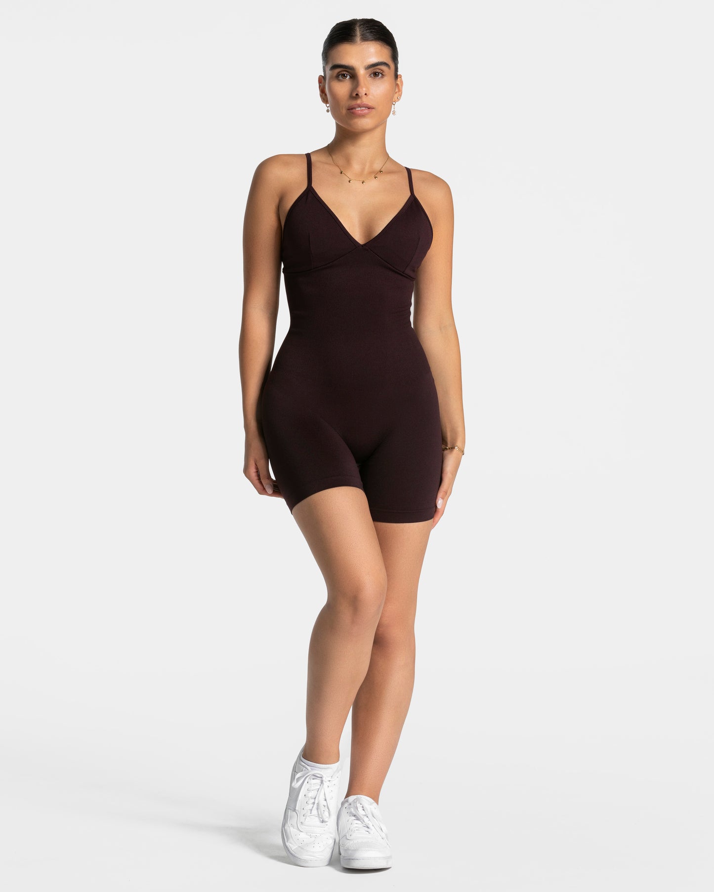 Essence V-Back Covert Scrunch Short Jumpsuit ‘Merlot’