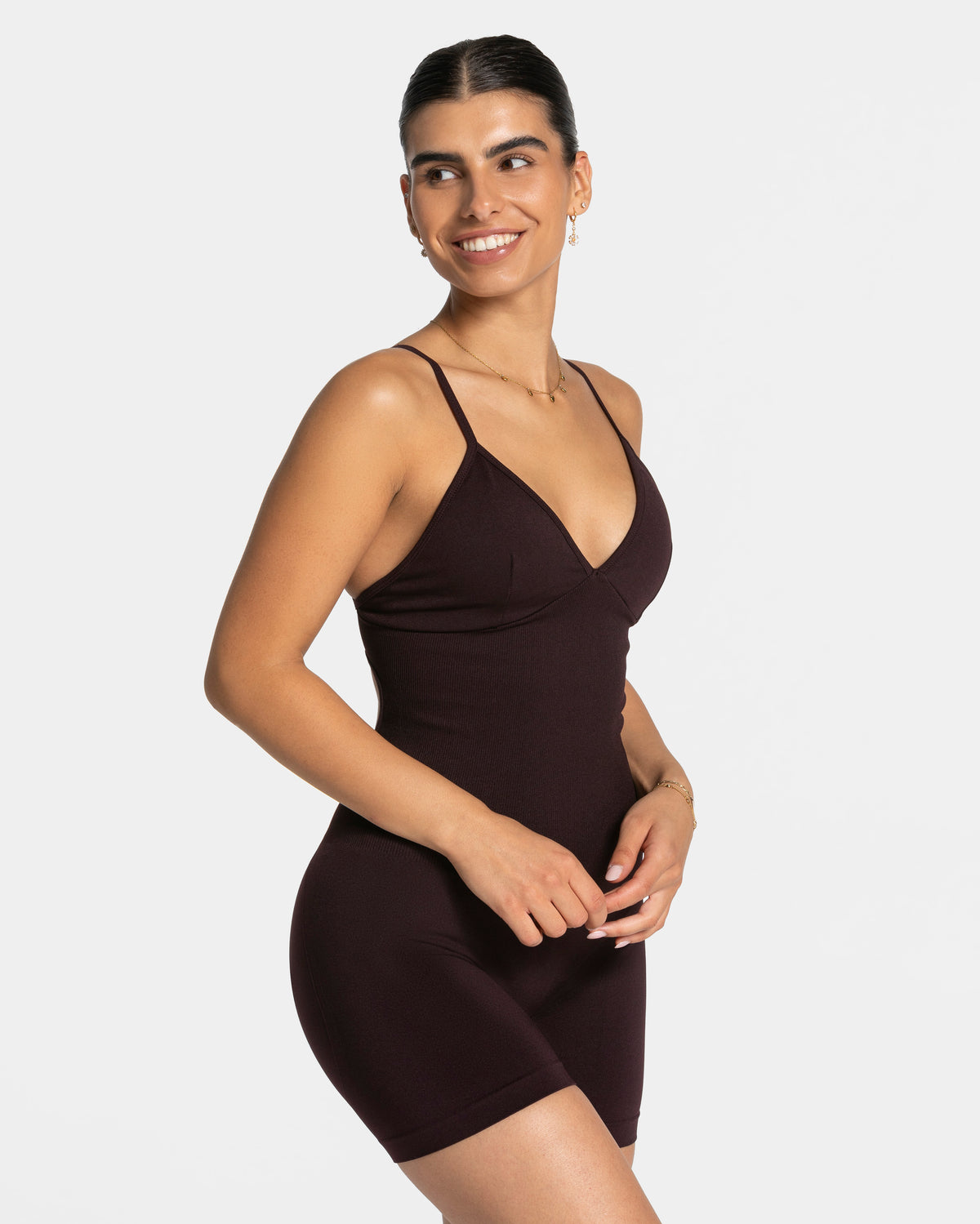 Kombinezon krótki Essence V-Back Covert Scrunch „Merlot”