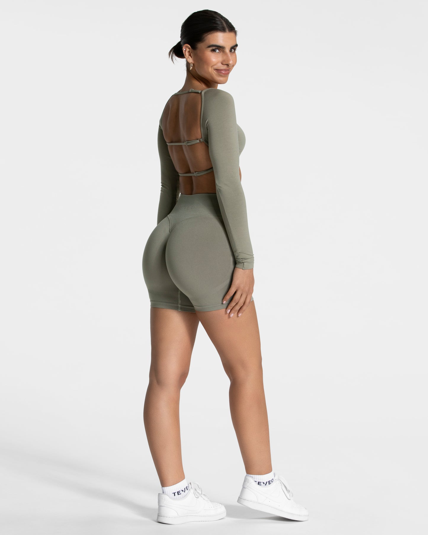 Koszulka z długim rękawem Femme Backless „Khaki”