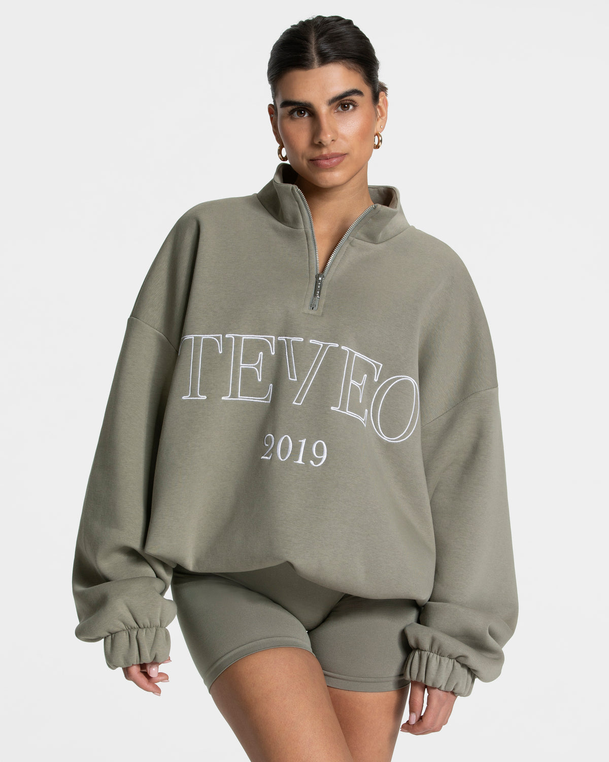 Bluza Femme z krótkim zamkiem „Khaki”