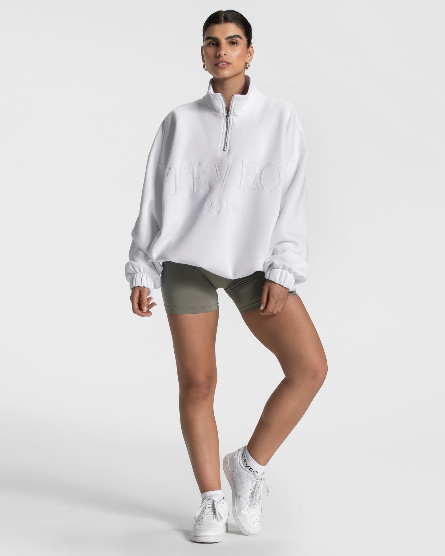 Sweat-shirt demi-zippé Femme « blanc »