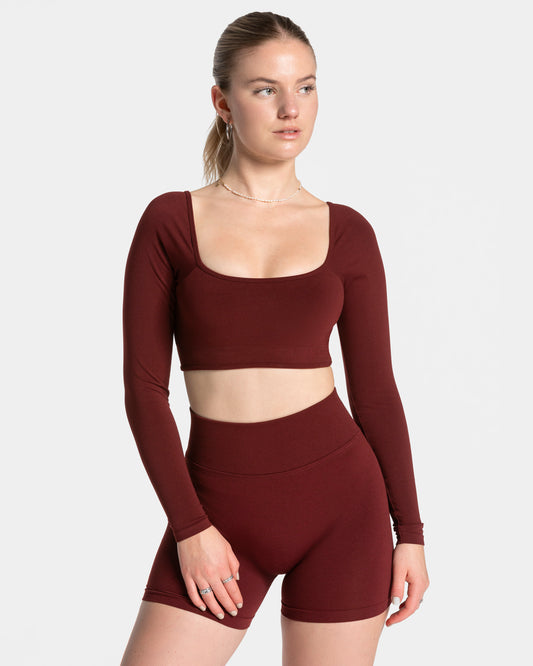 Camiseta de manga larga Femme Backless «burdeos»
