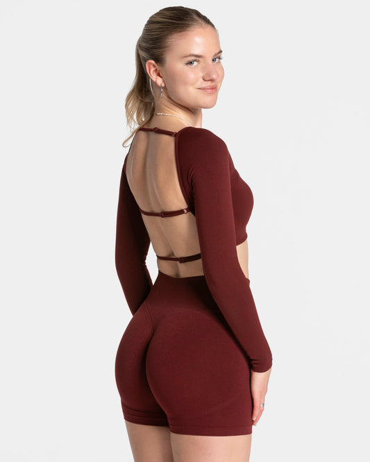 Camiseta de manga larga Femme Backless «burdeos»
