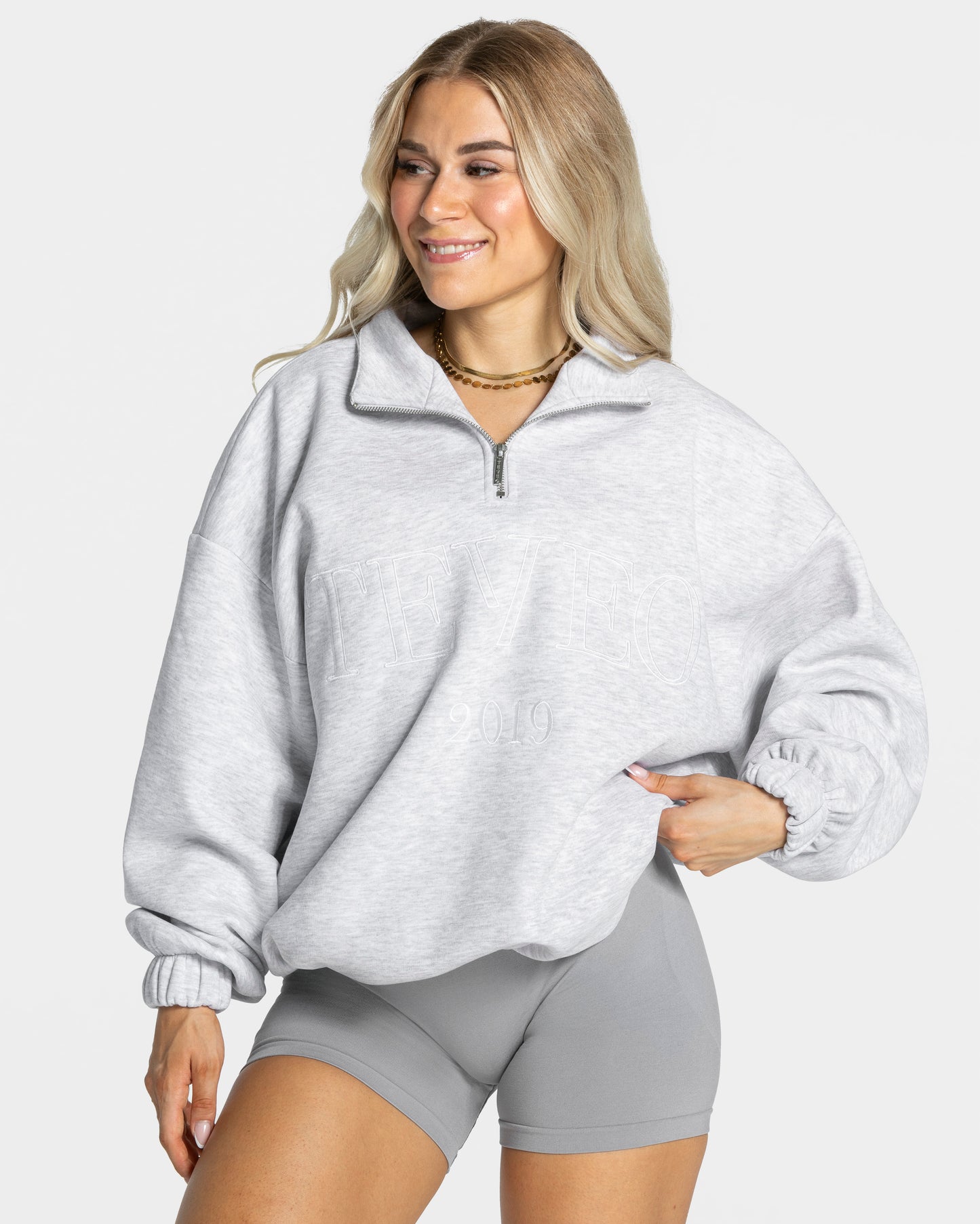 Femme Half Zip Sweater ‘Light Grey’