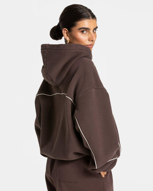 Felpa Contrastline Hooded "Espresso"