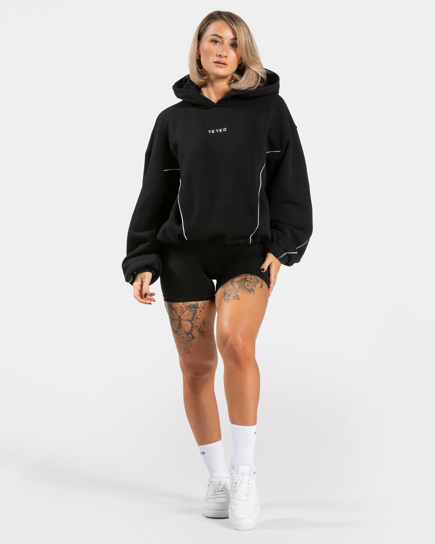 Felpa Contrastline Hooded "Nero"