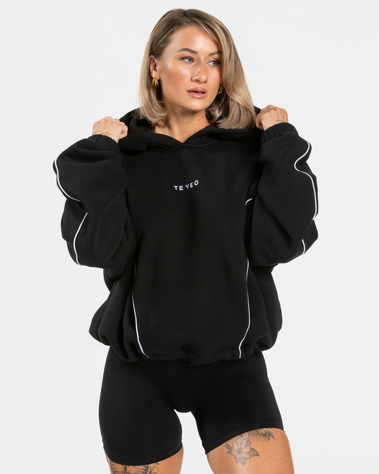 Felpa Contrastline Hooded "Nero"