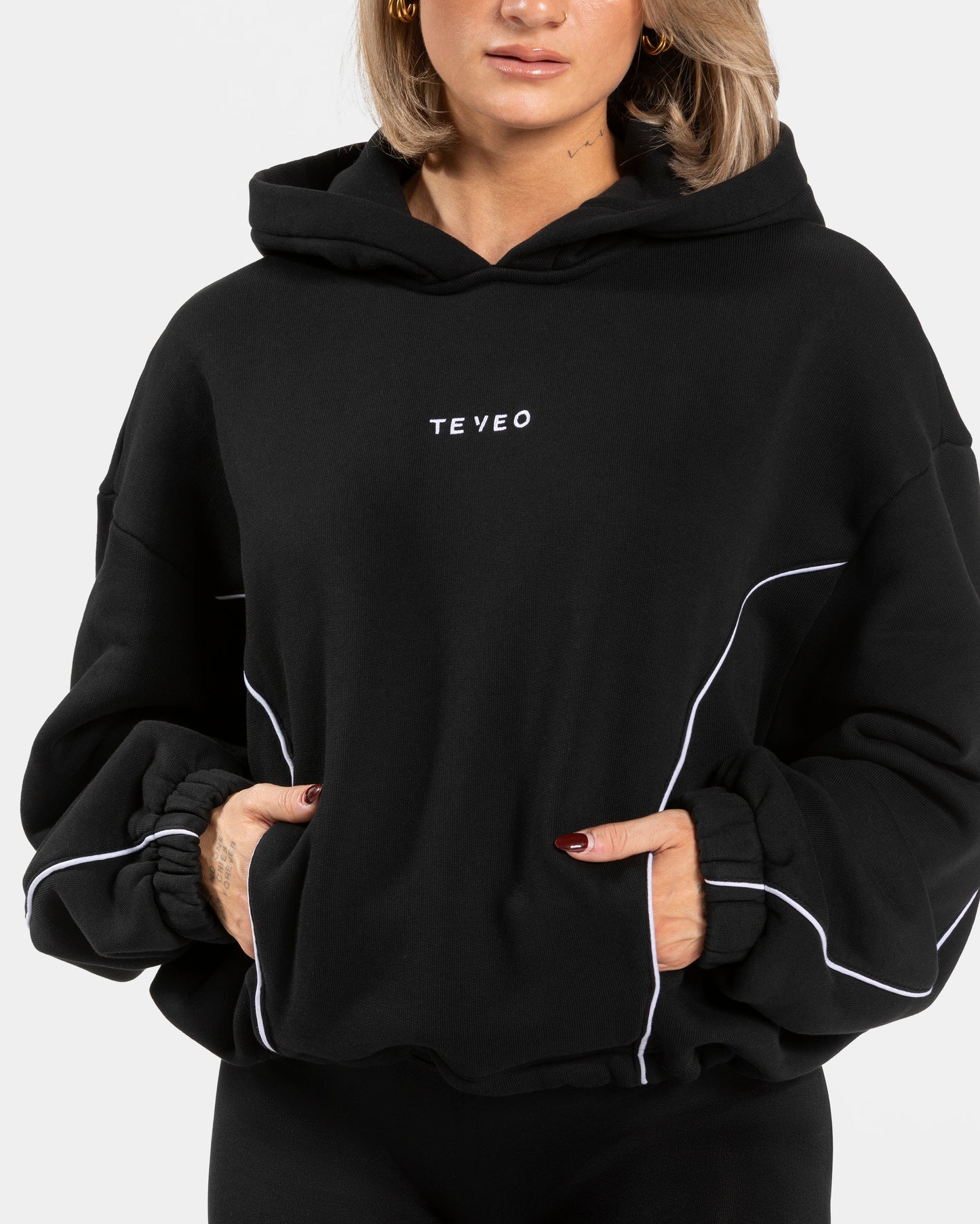 Felpa Contrastline Hooded "Nero"