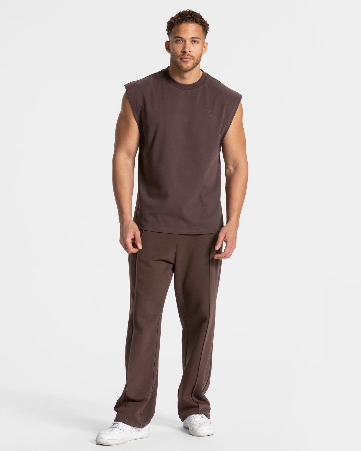 Camiseta oversize sin mangas Contrastline «Espresso»