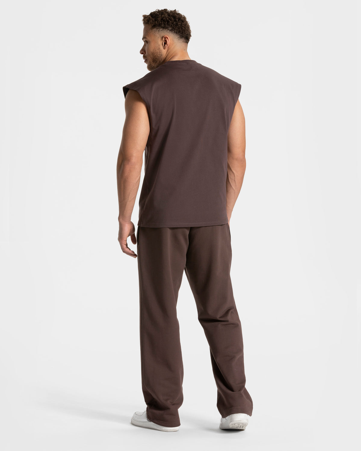 Camiseta oversize sin mangas Contrastline «Espresso»