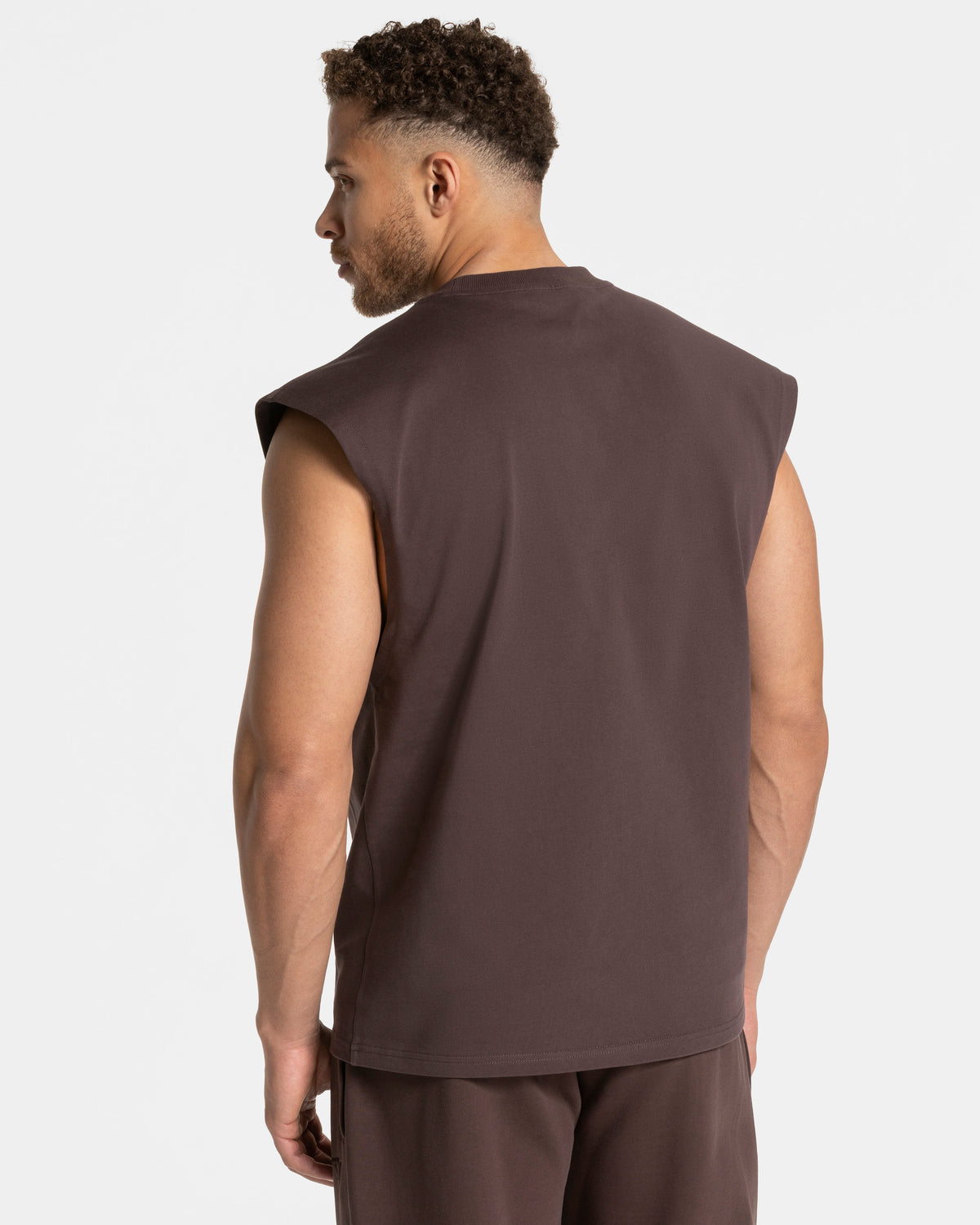 Camiseta oversize sin mangas Contrastline «Espresso»