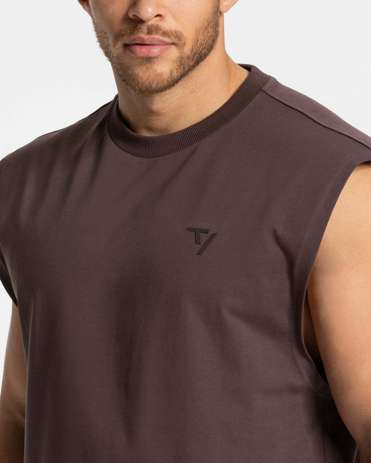 Camiseta oversize sin mangas Contrastline «Espresso»