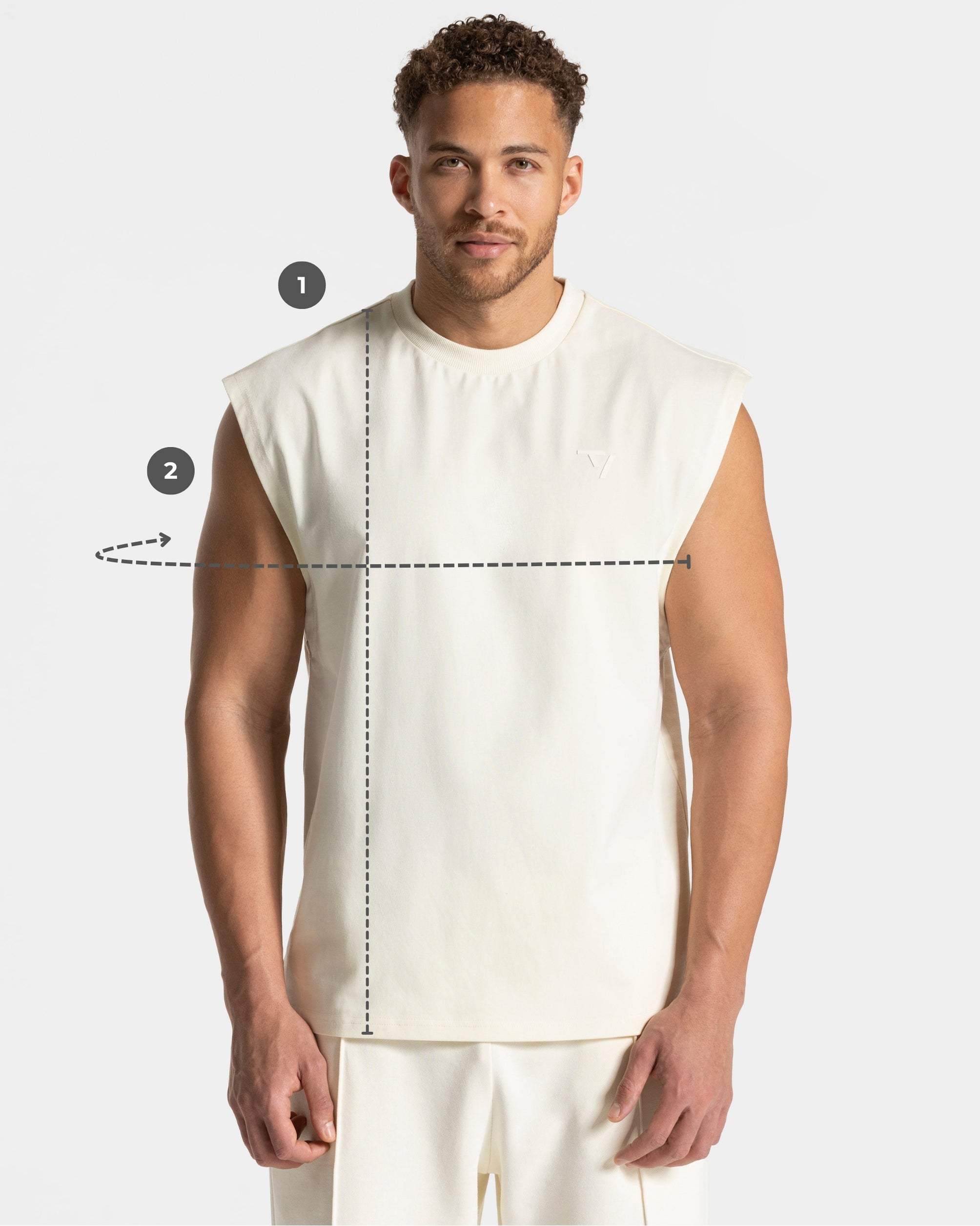 Contrastline Oversized Tank 'Cream'