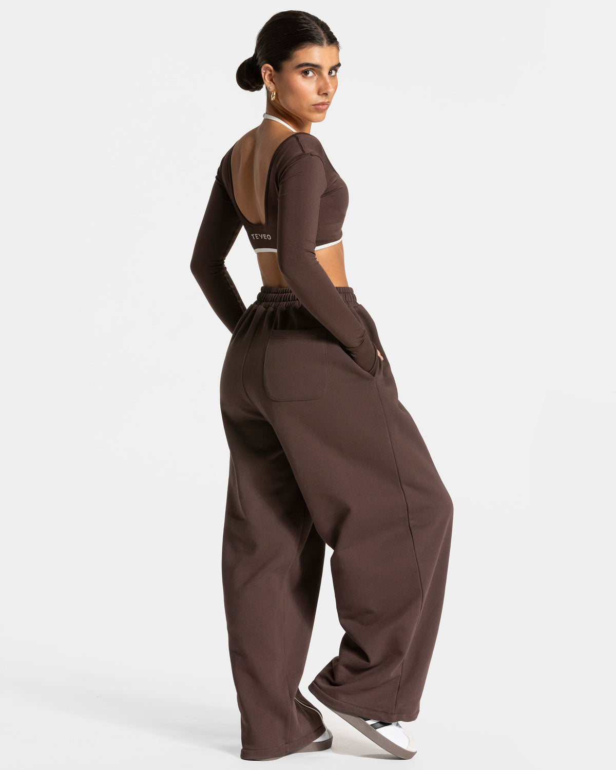 Contrastline Wide Leg Joggers ‘Espresso’