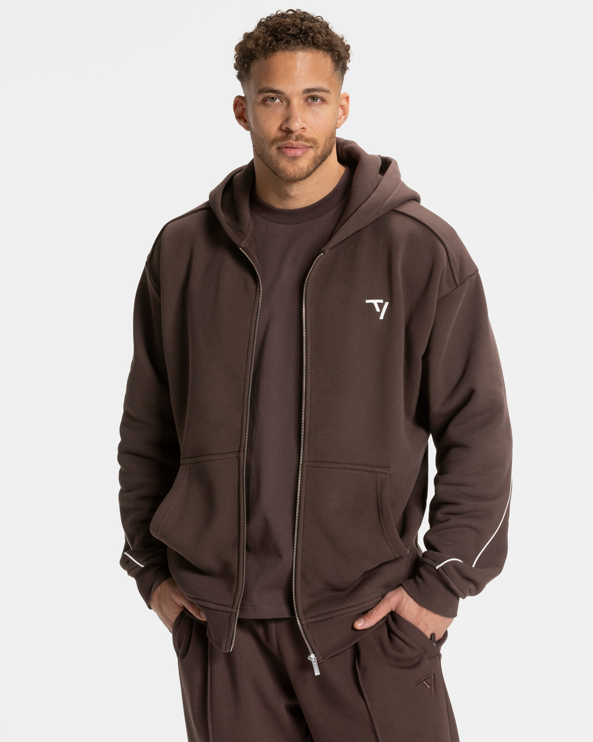 Contrastline Zip Jacke ‘Espresso’